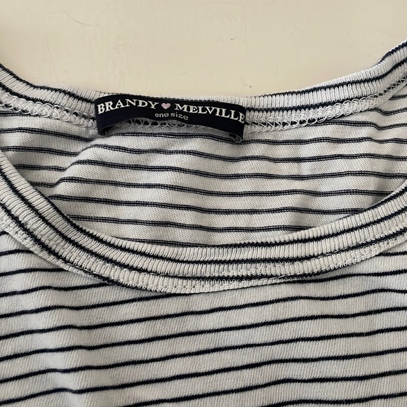 Brandy Melville white and black striped T soft and stretchy - Picture 1 of 2